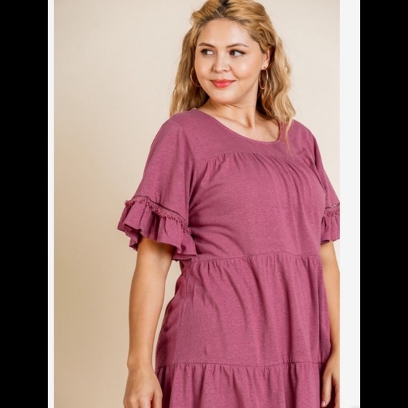 BOUTIQUE UMGEE BERRY RUFFLE TIER DRESS - Picture 3 of 7